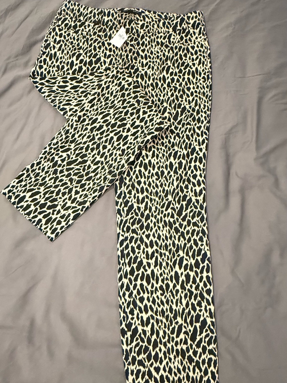 Banana Republic Black & Cream Sloan Animal Print Pants